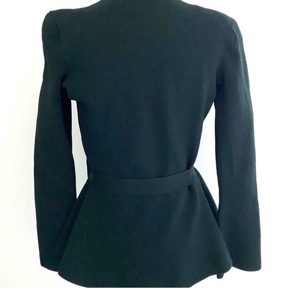 Scanlan Theodore Crepe Knit Peplum Wrap Jacket Bottle Green Size Small - Picture 6 of 8
